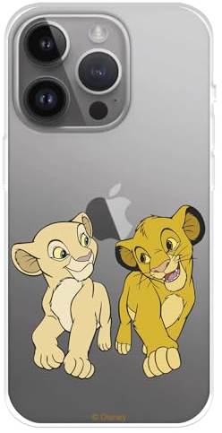 Hülle Kompatibel mit iPhone 15 Pro MAX Offizielle Disney Simba und Nala Mirada Complice zum Schutz Ihres Handys, Transparente Silikonhülle mit offizieller Lizenz König der Löwen