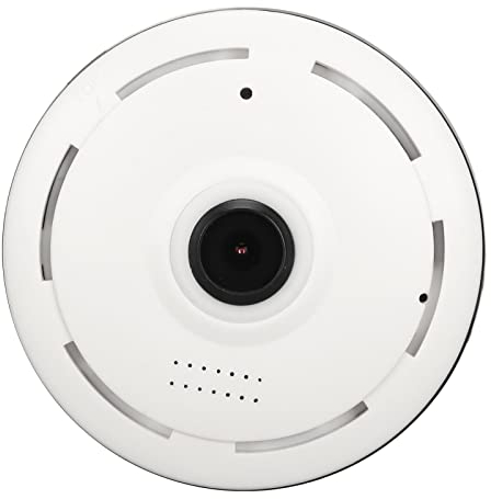 Fisheye-Überwachungskamera, 360-Grad-Panorama-Webcam, AC110-240 V, Kabellose Kamera, Nachtsicht, Bewegungserkennung, Zwei-Wege-Audio-Kamera Für Büro Und Zuhause(EU Plug-Weiß)