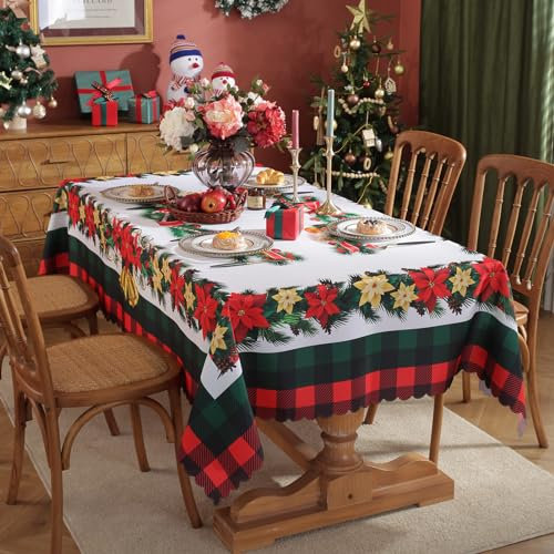 Weihnachten Tischdecke Rechteckige, Weihnachtsdekoration Xmas Tischdecke, wasserdichte Waschbare Weihnachtstischdecke, Christmas Table Cover Home Party Neujahrs Dekoration, 150 x 300 cm, B