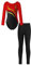 iEFiEL Mädchen Turnanzug Glitzer Gymnastik Leotard Langarm Akrobatik Anzug Tanzkostüme Turnbody Jumpsuit mit Sport Leggings Zc Rot schwarz 134-140