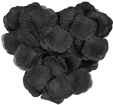 JUNSDUKE 500 Stück Rosenblätter Dekoration, Rosen künstliche Blumen, künstliche Rosen, Blumenblätter für Antrag, Hochzeit, Happy Anniversary (schwarz)