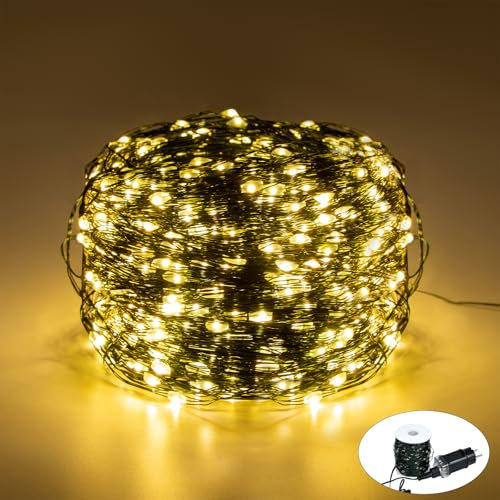 NAIZY LED Kupferdraht Lichterkette 100m 1000 LEDs Lichterketten mit 8 Leuchtmodi Stecker Drahtlichterkette IP44 Wasserdicht Weihnachtslichterkette Innen-Außen für Deko, Warmweiß