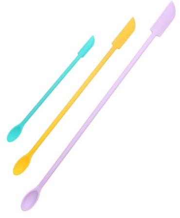Tabanzhe Versatile Set of 3 Silicone Spatulas - Mini Jar Scraper, Small Jar Spatula, and Tiny Silicone Spoon for Cooking, Baking, and Beauty Routines
