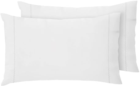 Giovanni Dolcinotti | Set 2 Federe Cuscino a Sacco con Patella - 50x80 cm - 100% Cotone - Made in Italy - Colore Bianco - Modello Toronto
