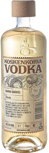 Koskenkorva, Sauna Barrel Vodka, 700 ml, Vodka Finlandese con Sentori Affumicati e Note di Bourbon, Realizzata con Orzo Finlandese, Distillata con Acqua Pura di Sorgente, Idea Regalo, 37,5% Vol.