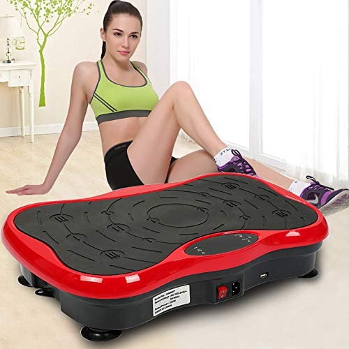 Fitness Plateformes Vibrantes et Oscillantes, Plaques de Vibration avec Télécommande, Bandes de Resistances, Machine d'exercice de Fitness à Vibration avec Haut-Parleur Bluetooth (Noir+Rouge)