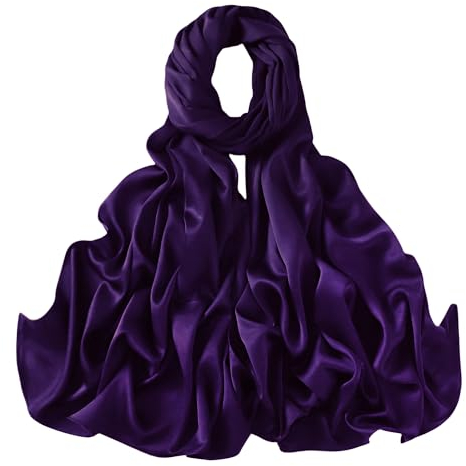 Lina & Lily Damen Schal Stola aus Premium-Satin für Hochzeit Abend (Dunkelviolett)