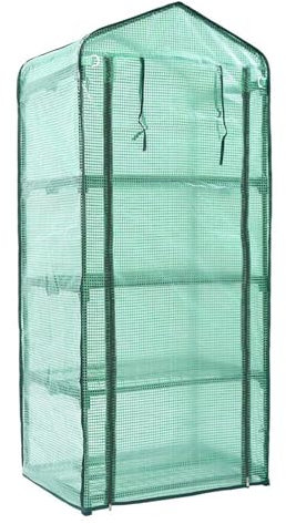 Greenhouse - 4 Tier Greenhouse For Indoor Outdoor Use With Green Greenhouses 69*49*155cm Growhouse PE Compact Greenhouse Reinforced Roll-Up Zipped Door --NO Iron Stand