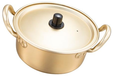Riscaldamento Uniforme, Pentola per Ramen in Alluminio Resistente, Portatile e Comoda, Colore Oro Semplice Ed Elegante, con Doppi Manici per Campeggio, Cottura Sul Piano Cottura