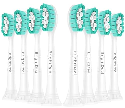 BrightDeal Ersatzbürsten Kompatibel mit Philips Sonicare - Elektrische Zahnbürstenkopf Kompatibel mit Sonicare HealthyWhite, EasyClean Zahnbürste, 8 Weisse Bürstenköpfe
