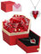 Coyonce Ewige Rose Box mit Herz Halskette, Handgefertigte Konservierte Rose mit Schmuck Geschenkbox, Ewige Blume Geschenk Freundin, Frauen Anhänger Geschenk am Valentinstag, Weihnacht, Muttertag