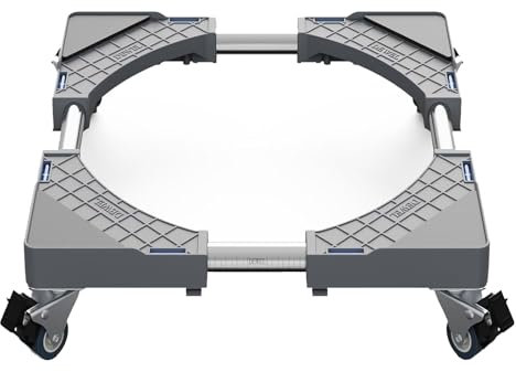 XCKJYDCDB Telaio base per frigorifero, base regolabile per asciugatrici, frigoriferi, lavastoviglie ed elettrodomestici statici, larghezza 45-65 cm, con 4 ruote (4 Runden(Grau))