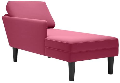 vidaXL Chaiselongue mit Kissen und Rechter Armlehne Weinrot Samt, Recamiere, Loungesessel, Lounge Sofa, Lounge, Loungesofa, Wohnzimmersofa
