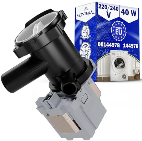 Bomba Eléctrica para Lavadora 220/240V 40W con Código Original 00144978 144978 00145787 145787 para Siemens para Bosch - MADE IN EU - Garantía de 10 Años - MONTERAL