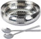 Salad Bowl and Serving Utensils - Hammered Detailing - Stainless Steel Mixing Bowls with Lids- Luxurious Serving Bowls (12 Silver Hammered Salad Bowl)