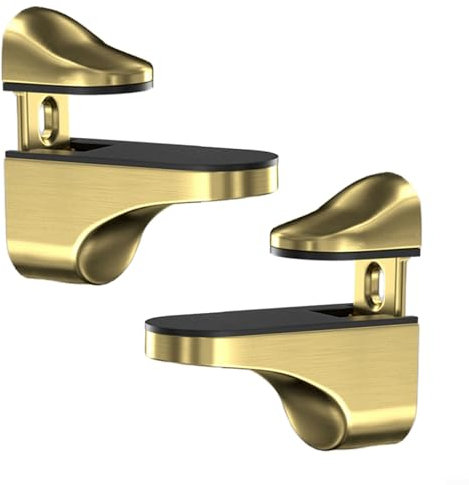 Lot de 2 supports d'étagère réglables en alliage de zinc pour étagère murale en verre de 3 à 22 mm d'épaisseur (doré)