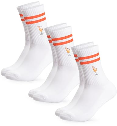 Occulto Damen & Herren Motiv Tennissocken mit Streifen 3er Pack (Modell: Summer), Statement Tennis Socken