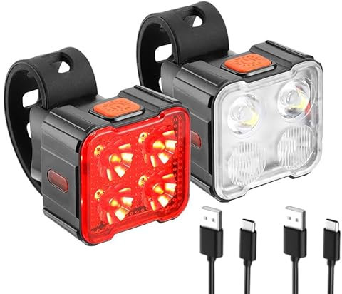 Luz Bicicleta 8+9 Modos Brillante, [Linternas IP65 Impermeable y Recargable USB] luz Delantera y Trasera para Bici, led Bike Light para Montaña y Ciclismo Carretera de Noche.