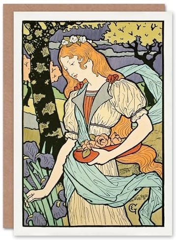 Artery8 Eugene Grasset Art Card Salon des Cent Woman Picking Flowers