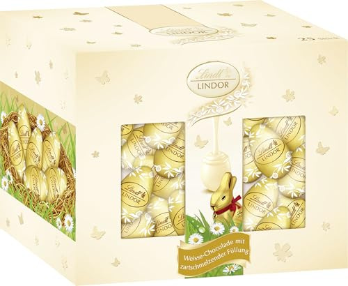 Lindt Schokolade | LINDOR-Eier Weiß | 450g | LINDOR weiße Schokoladeneier mit unendlich zartschmelzender Füllung | Ostereier | Perfekte Oster-Schokolade zum Teilen & Genießen