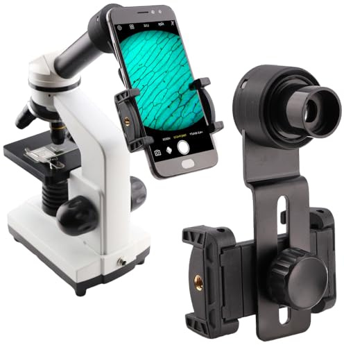 Starboosa Microscope Smartphone Adapter w/Built-in WF16x Widefield Eyepiece, One-Piece 3D-Printed Head, Aluminum Alloy Frame, Spring-Clamp Phone Mount — Fits 23.2 mm (0.913) Eyepiece Tubes