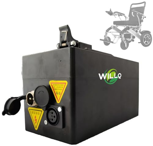 WILLQ Batterie für Elektrorollstühle, 24V 6,6Ah 8Ah 10Ah 13Ah 16Ah 18Ah 20Ah 24Ah 30Ah 35Ah Ersatz-Lithium-Ionen-Akkupack mit XLR-Ladeanschluss und GX20-Entladung,24v35ah