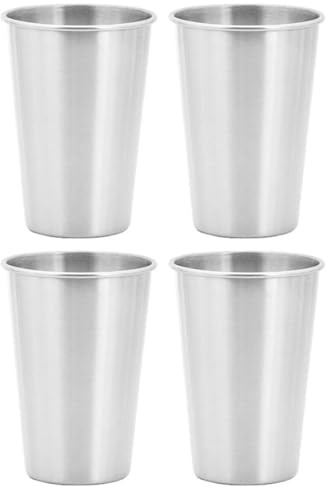 Tazas para beber de acero inoxidable, 4 tazas de cerveza de metal apilables de 500 ml para uso en interiores y camping