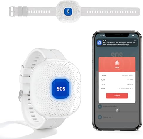 Chatthen Personal Alarms for Elderly, Tuya WiFi Smart Personal Alarms for Women Panic Button, 1 Rechargable Call Button, Only Supports 2.4GHz Wi-Fi, No Fees