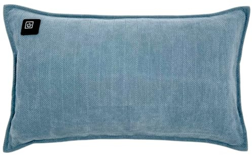 Warmpi® Kabellos Infrarot-Heizkissen, Wärmekissen mit Powerbank – Chenille 30x50 cm – Flexibel einsetzbar & mit integriertem 3m Kabel verwendbar (Blau)