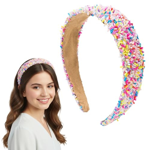 Large serre-tête pour femmes à paillettes, serre-tête pour filles, serre-tête aux couleurs bonbon, serre-tête pour femmes, serre-tête à paillettes rose, serre-tête à strass aux couleurs bonbon.
