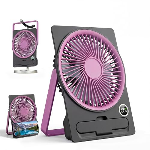 Ventilateur, Mini USB Ventilateur Portable, Silencieux Rechargeable | Fan 6 Vitesses avec Affichage LED pour Tableau, Bureau, Maison, Chambre à Coucher