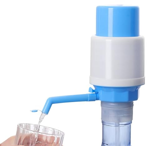 Dispensador de agua manual para botellas de 5 galones, bomba de agua potable manual para dispensador de agua portátil sin electricidad, ideal para cocina, camping (azul claro, 18 cm)