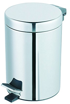 Wenko 15495100 Exclusive cosmetic pedal bin Shiny, capacity 3 L, Metal Stainless steel, 17 x 25 x 17 cm, Shiny