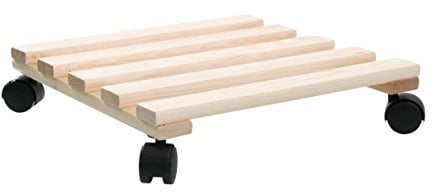 greemotion Pflanzroller in Beige/Holzfarben, robuster Kübelroller aus hochwertigem Buchenholz, rundes Rollbrett fertig montiert, kraftsparender Blumenwagen für einfachen Transport Ø ca. 30 cm