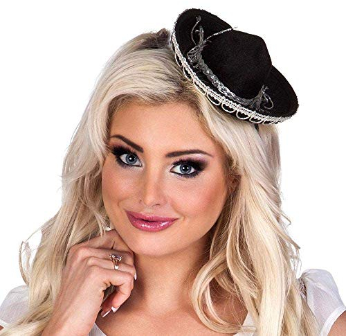 Boland 54419 - Tiara Sombrero, 1 Stück, Einheitsgröße, Farbe: Schwarz-Silber, Haarreif mit mexikanischem Hut, Mexiko, Kopfschmuck, Kostüm, Accessoire, Mottoparty, Karneval, Fasching, Verkleidung