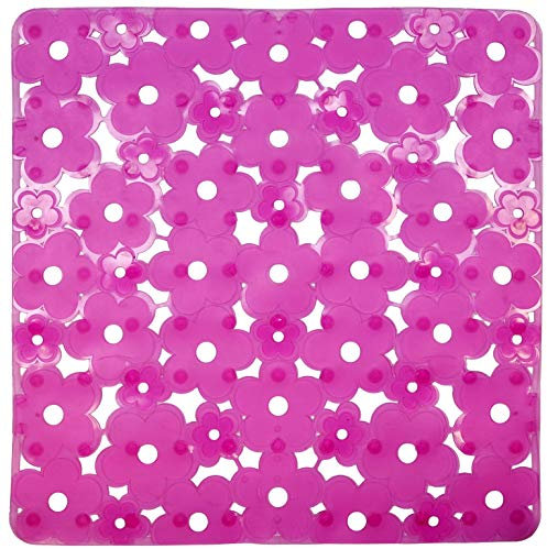 ID Mat 323209 Fleurs Tapis Fond d'Évier PVC Rose 32 x 32 x 0,4 cm