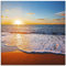 ARTland Wanddeko Glasbilder Wandbild Glas Bild einteilig Quadratisch Strand Meer Sonne Karibik Natur Landschaft Küste Sonnenaufgang Maritim S7LE