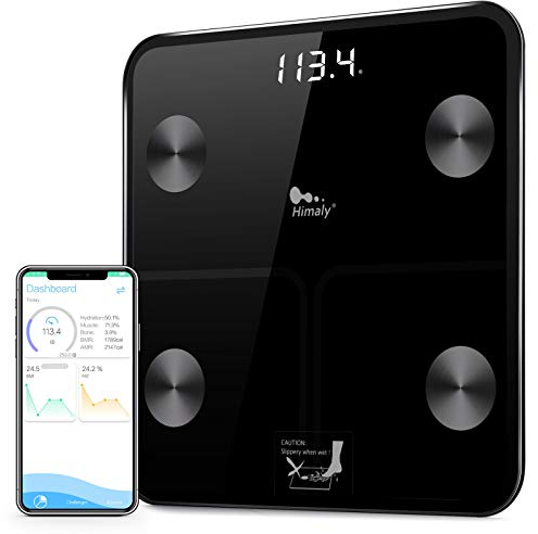 Himaly Bilancia Pesa Persona Digitale Bilancia Pesapersone Impedenziometrica Professionale Elettronica, Compatibile con Bluetooth, Peso di 180 kg per IOS e Android