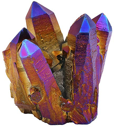 mookaitedecor Titanium Coated Natürlichen Bergkristall Rohstück Geode Dekorative Stein Naturstück Edelstein Dekoration Probe