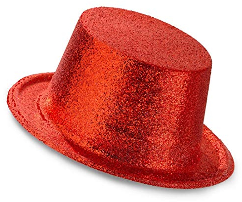 Amakando Glitzernder Party-Hut Zylinder für Männer & Frauen/Rot/Herrenzylinder & Damenzylinder für passend für Tanz-Kostüme/EIN Highlight zu Mottoparty & Karneval