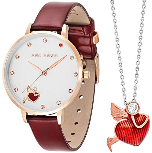 Julie Julsen JJW1540RGL-SET Angel of Heart Uhr Damen-Uhr Leder-Armband vergoldet