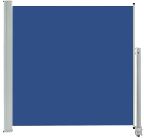 vidaXL Seitenmarkise Ausziehbar Sonnenschutz Sichtschutz Windschutz Seitenrollo Markise Balkon Garten Terrasse 160x300cm Blau Stoff Eisen