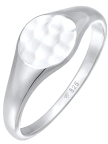 Elli Ring Damen Siegelring Royal Hammerschlag Trend aus 925 Sterling Silber