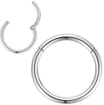 1,6mm 8mm Reifen Nasenringe für Männer und Frauen Nasenring Reifen Silber Septum Clicker Scharnierring 316L Chirurgenstahl Silber Körper Piercing Ohrringe für Knorpel Helix Ohrkolben Daith Rook
