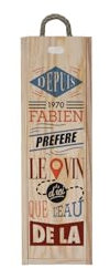 DECOHO - Caisse à vin en bois personnalisée pour 1 bouteille - Ouverture à glissière - Modèle Préfère le vin d'ici