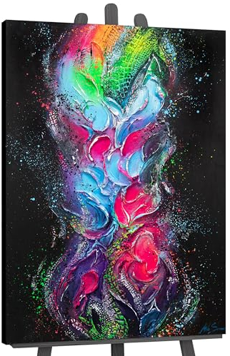 YS-Art Luxus Abstrakt Acryl Gemälde auf Leinwand Fokus handgemalt Wandbilder Wohnzimmer modern Wohndekor Loft Design Büro Bild bunt echtes Kunstwerk 120x80 cm