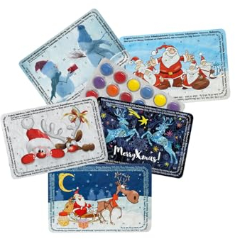 5er Mix-Set Mini-Adventskalender mit Schokolinsen - Der vielleicht kleinste Advents-Kalender der Welt (Bunte Schlittenfahrt, Weihnachtsmann on Tour, Schneemaenner, Schneckenpost, Kuck mal Weihnachten)