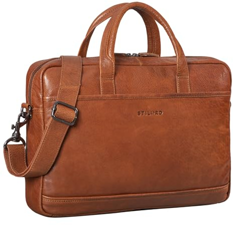 STILORD 'Claudius' Grand Sac à bandoulière Vintage en Cuir Hommes Femmes 15,6 Pouces Porte-Documents Sac d'affaires pour PC Portable 15.6 Cartable, Couleur:maraska - Marron