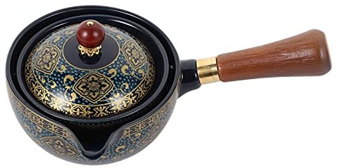 Tetera de cerámica giratoria Tetera: Tetera con mango lateral Rotación de 360 grados Tetera Fu Dispensador de té chino Tetera de té vintage Teaware para la herramienta de fabricación de té suelto