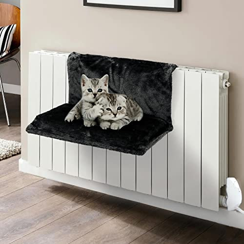 Vinsani® Soft Luxurious Pet Radiator Bed for Cat Kitten Puppy Dogs with Soft Machine Washable Fleece Lined Cover Warm Cosy Hammock Style Radiator Bed - Black